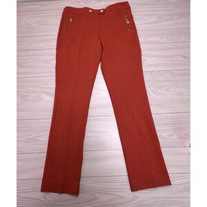 Anne Klein Burnt Orange Dress Pants Gold Lion Buttons Size 12
